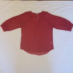 Olivia Moon Red Sheer Blouse Top S